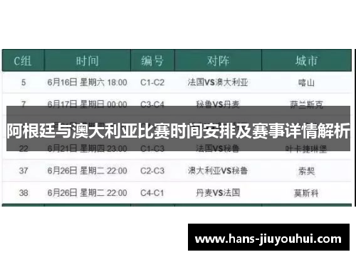 阿根廷与澳大利亚比赛时间安排及赛事详情解析