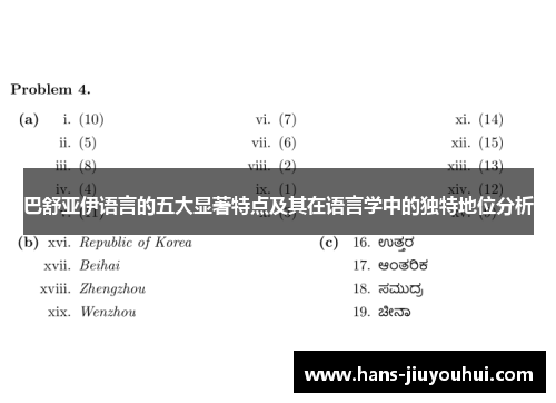 巴舒亚伊语言的五大显著特点及其在语言学中的独特地位分析