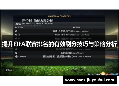 提升FIFA联赛排名的有效刷分技巧与策略分析